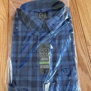 Jos. A. Bank Men's Blue Checkered Button Down Shirt